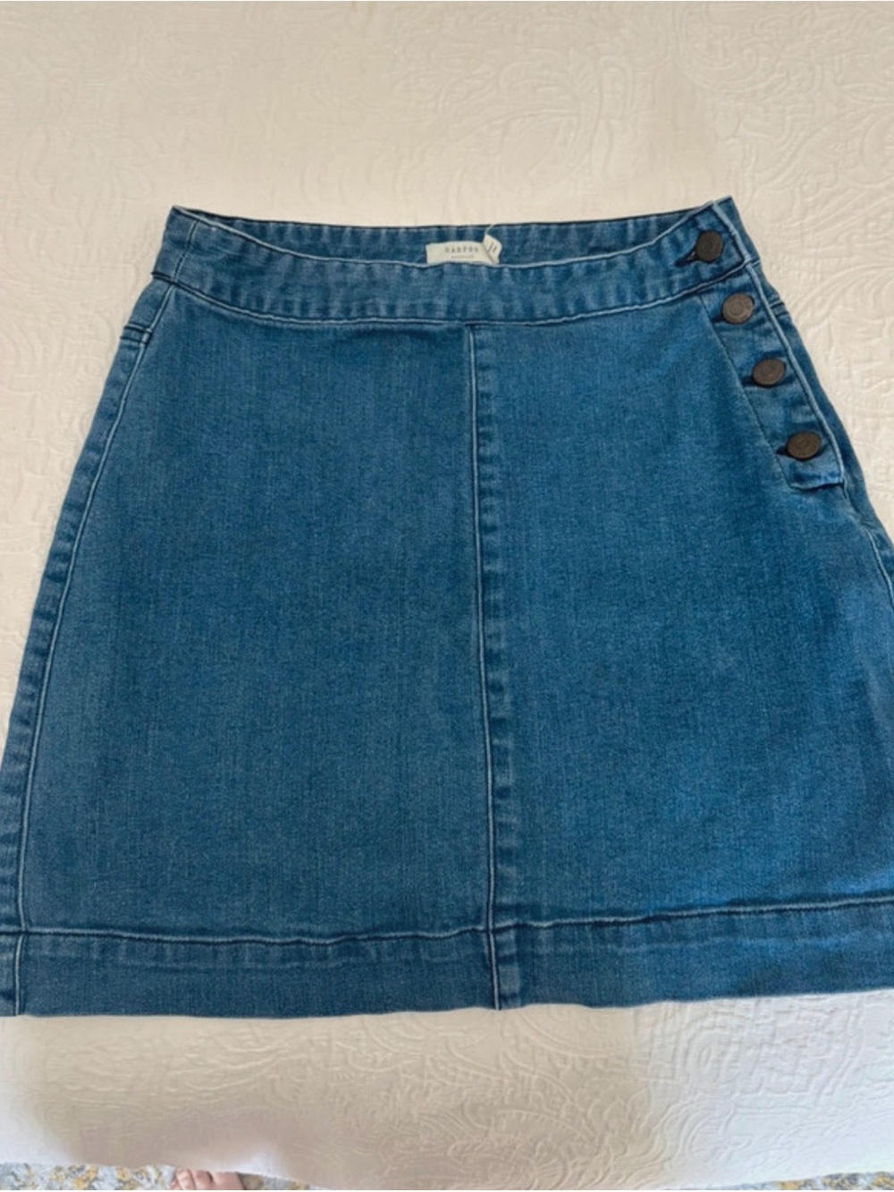 Harper Blue Denim Mini Skirt with Side Buttons